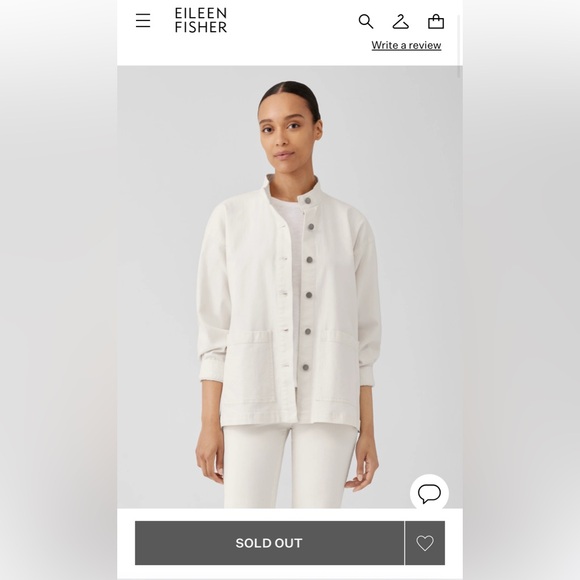 Eileen Fisher Organic Cotton White Denim Utility Shacket Jacket M EUC - Picture 14 of 16